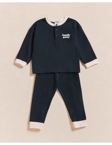 Le pyjama Family party enfant en coton bio nid d'abeille - charbon 2023