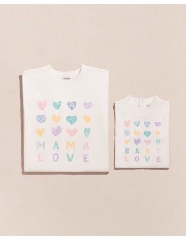 Le duo de t-shirts Mama love x Baby love en coton bio - blanc outlet