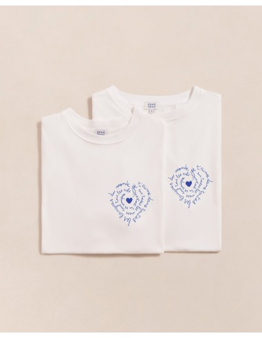 Le duo de t-shirts Je t'aime en coton bio - blanc en ligne