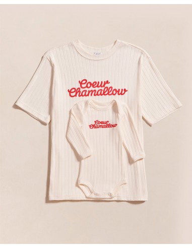 Le t-shirt et le body Cœur chamallow en coton bio - crème Comparez et commandez 