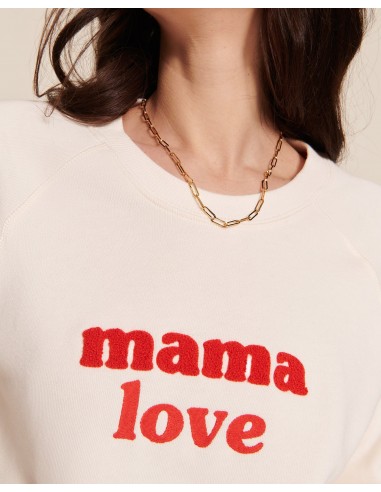 Le sweat brodé Mama love en coton bio - crème et rouge Paris Déstockage Promo